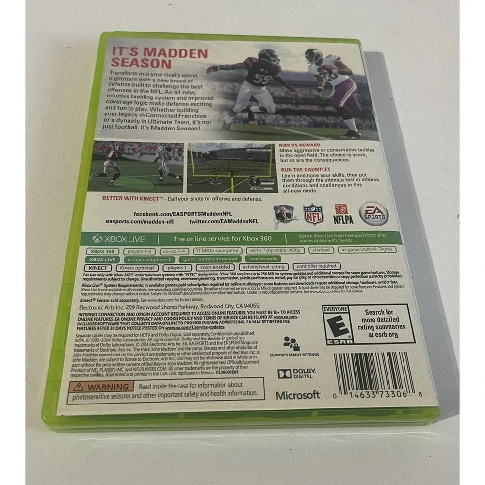 Madden NFL 15 Microsoft Xbox 360 No Manual‎